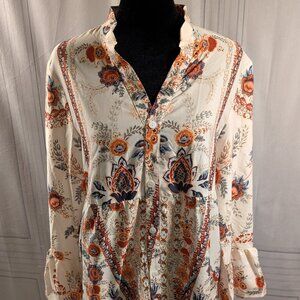 Cupshe- Cute Floral, Midi, Button Down Dress